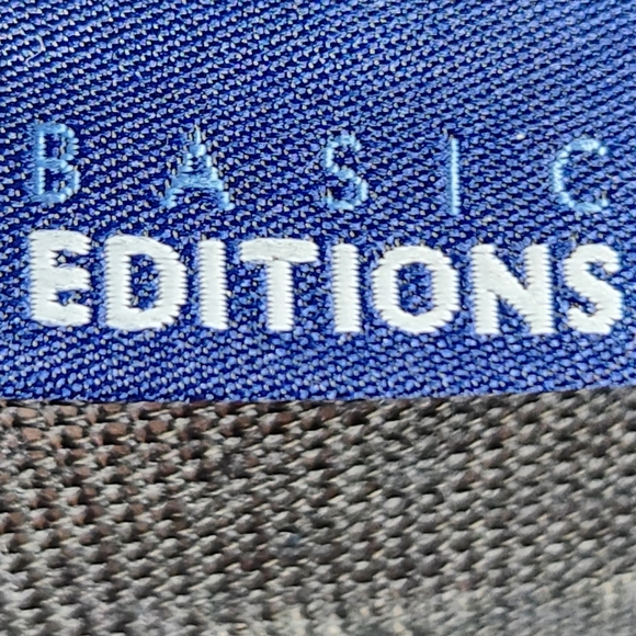 Basic Editions NWOT Black Grey Multi Floral Front Cuffed Short Sleeve Top Large - Picture 5 of 8